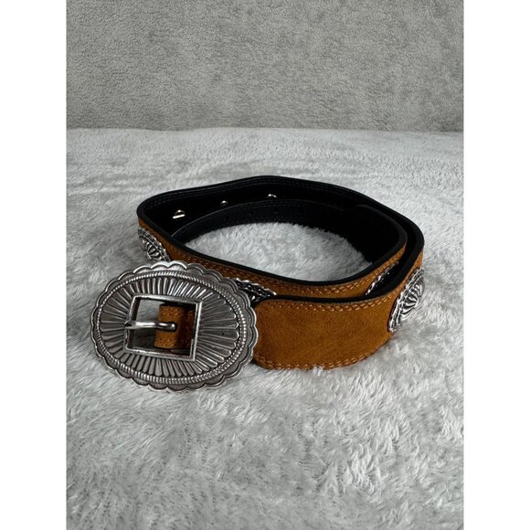Kate Cate Calfskin Womens Belt With Silver-Tone Conchos XXS 25-29\